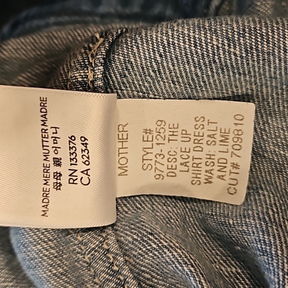 💕MOTHER💕 The Lace Up Shirt Dress ~ Salt And Lime Blue Denim Large L NWOT - Picture 15 of 16